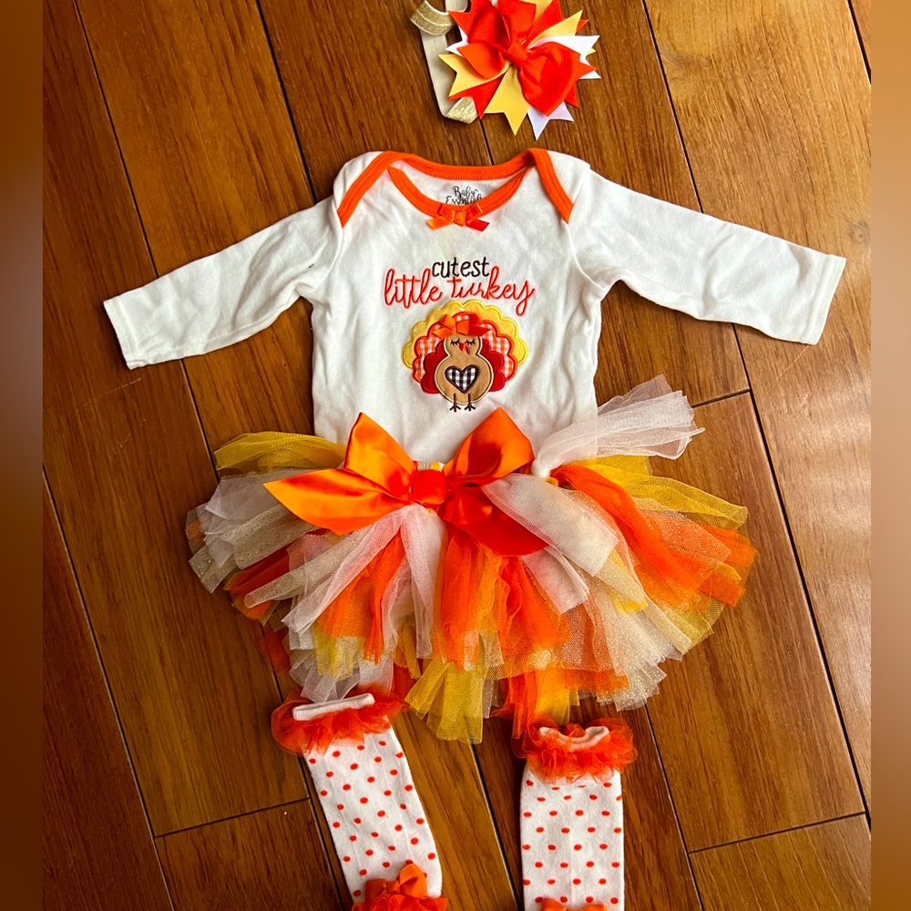 Baby Girl Thanksgiving Outfit Set Turkey Tutu 3 Months